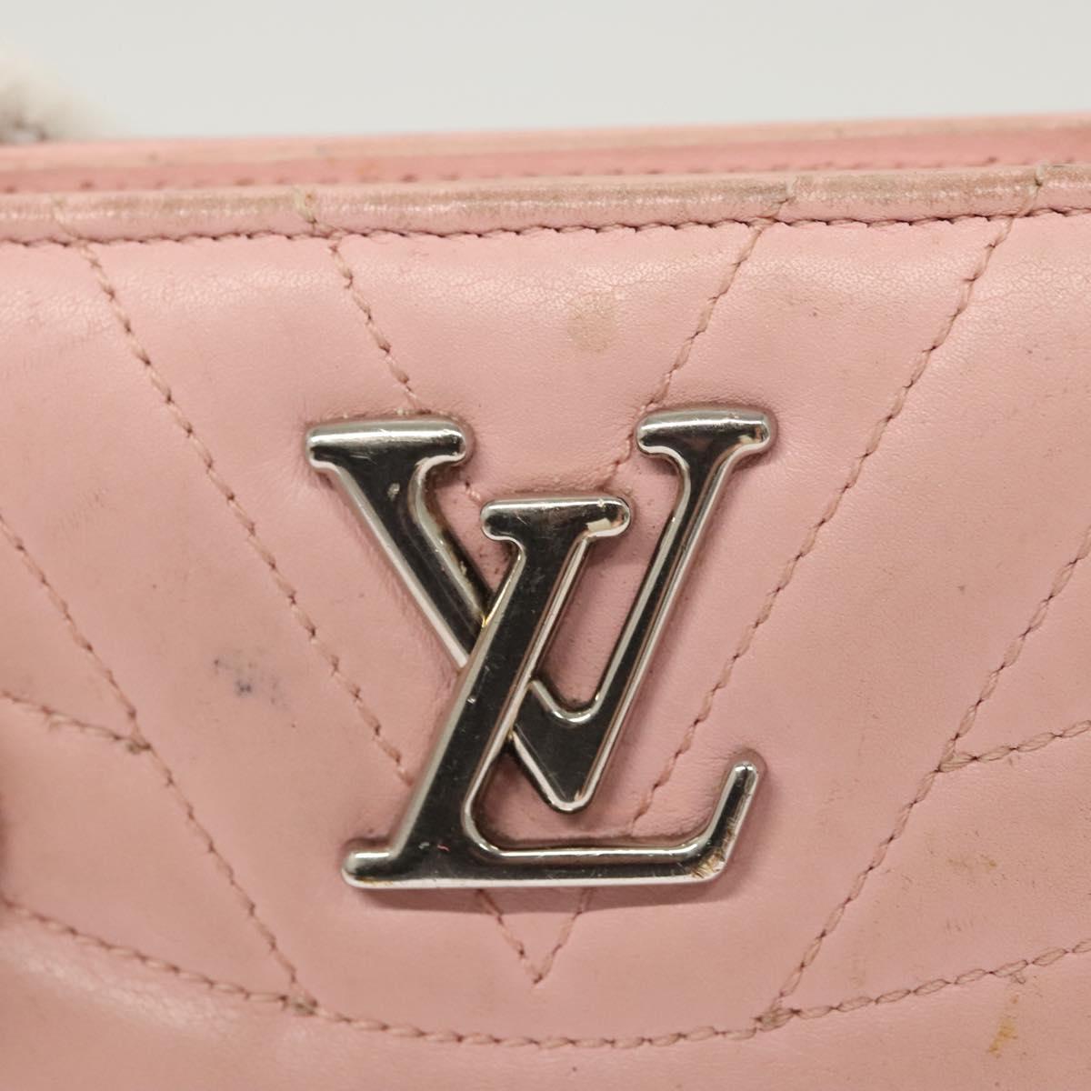 LOUIS VUITTON New Wave Zipto Compact Wallet Leather Pink M63791 LV Auth 126691