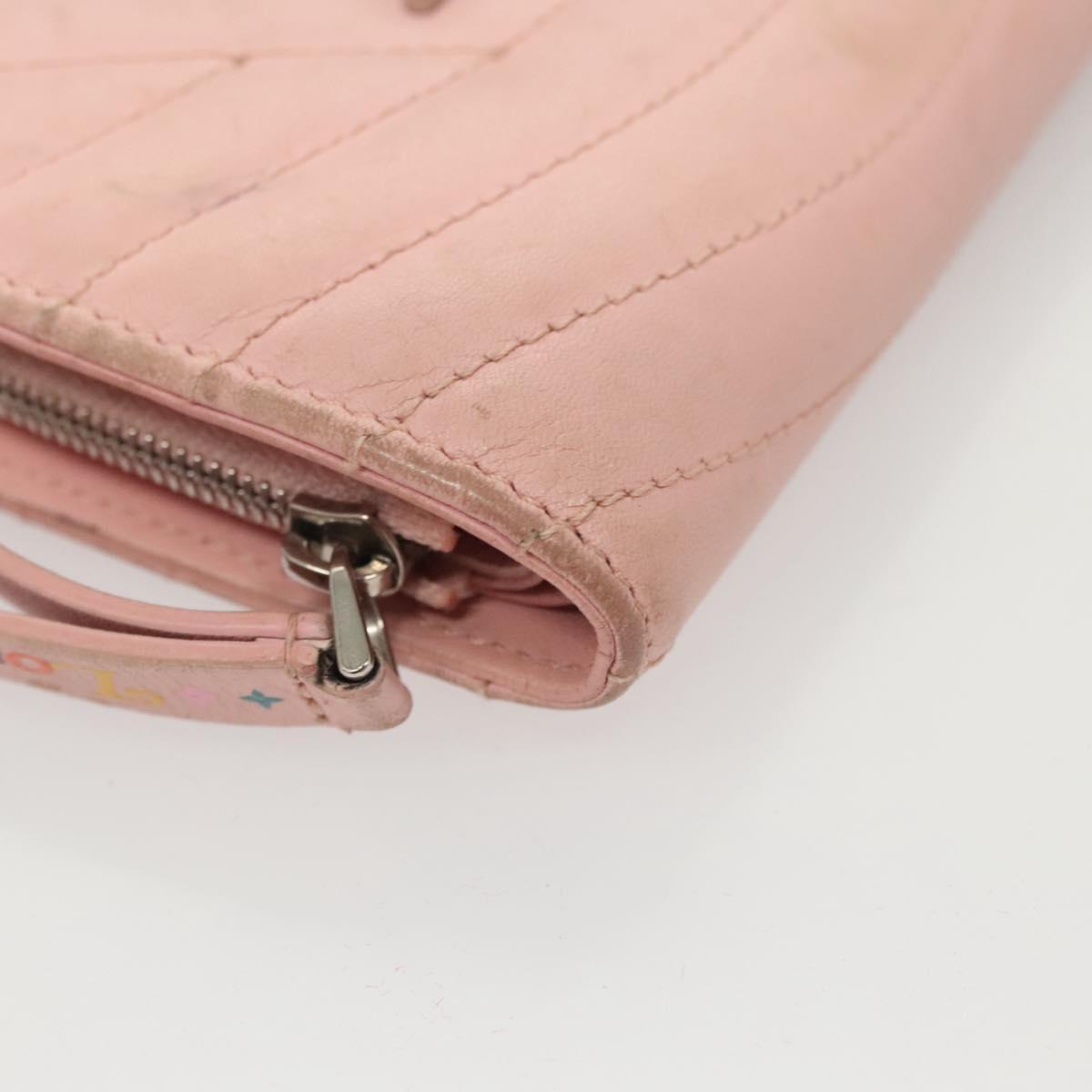 LOUIS VUITTON New Wave Zipto Compact Wallet Leather Pink M63791 LV Auth 126691