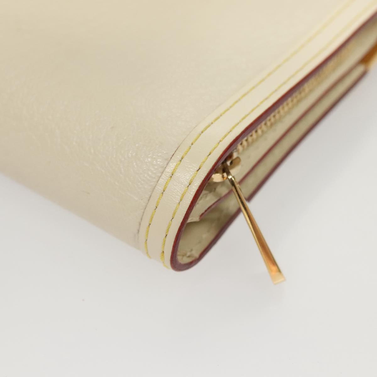 LOUIS VUITTON Suhari Compact Zip Wallet Leather Ivory M91831 LV Auth 126692
