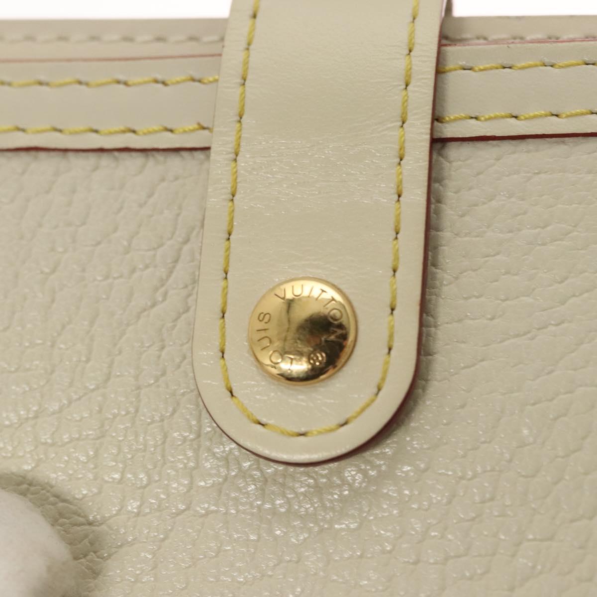 LOUIS VUITTON Suhari Compact Zip Wallet Leather Ivory M91831 LV Auth 126692