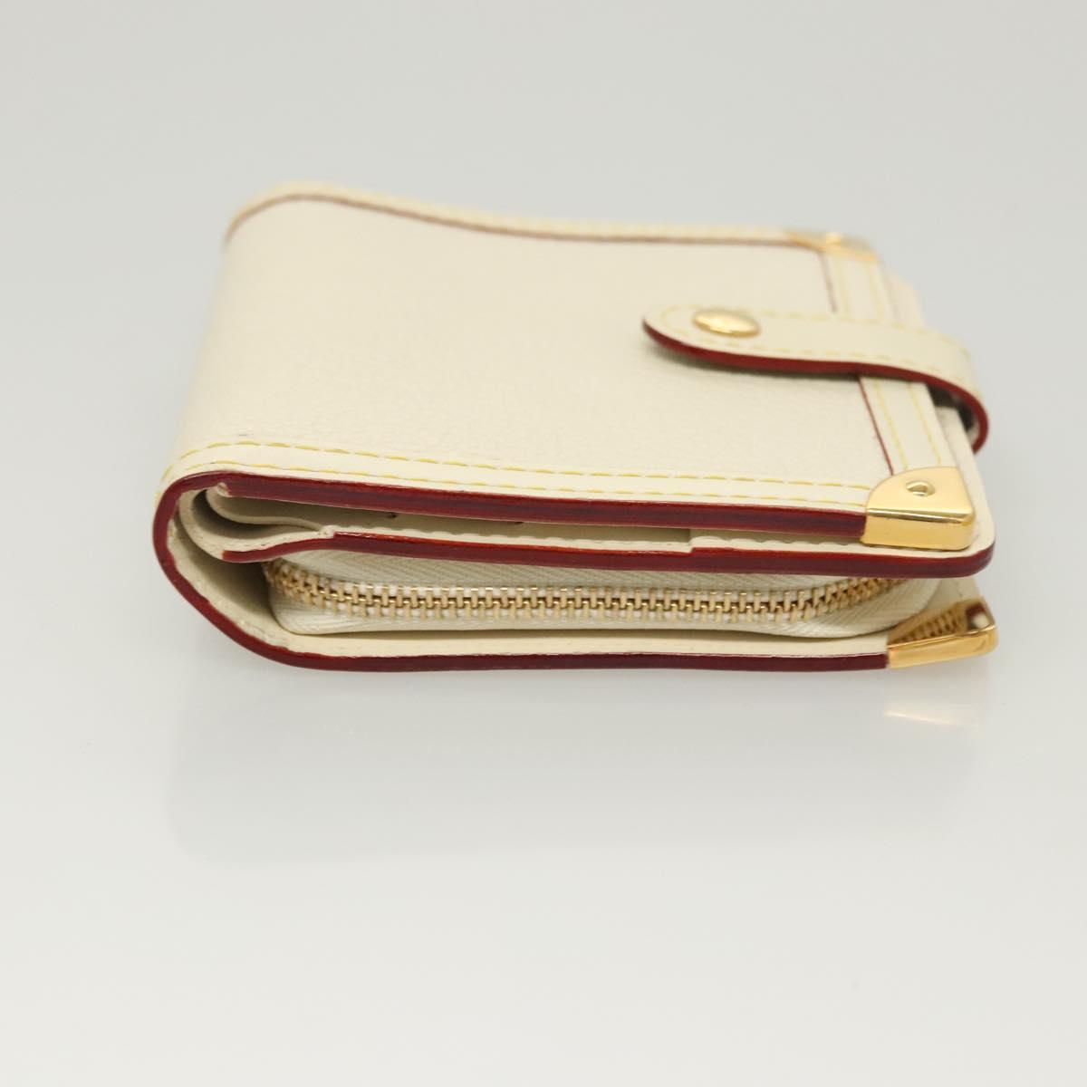 LOUIS VUITTON Suhari Compact Zip Wallet Leather Ivory M91831 LV Auth 126692