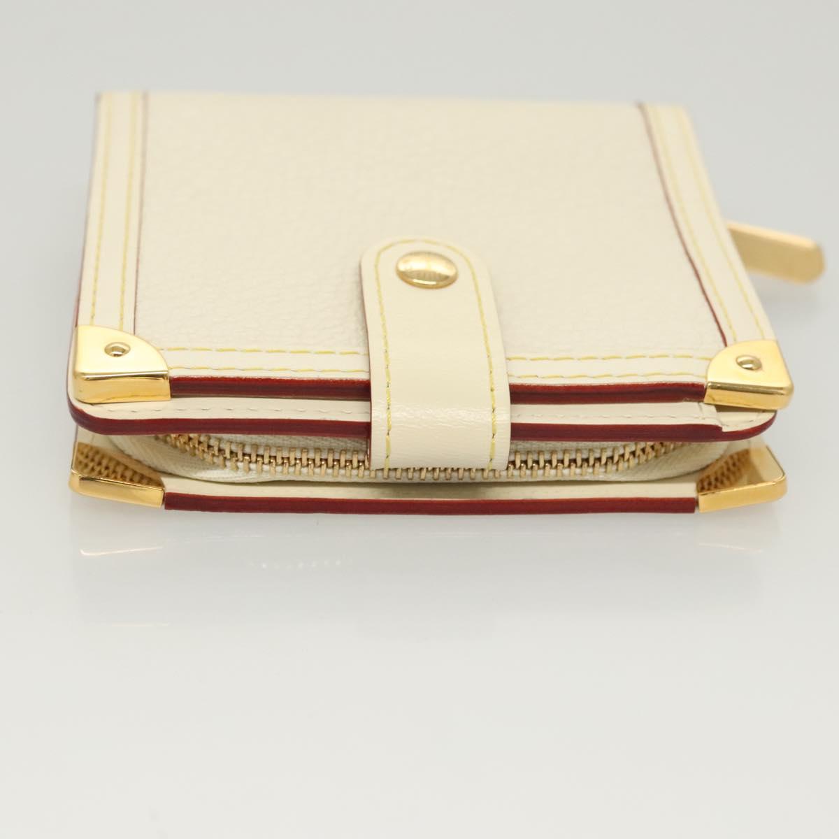LOUIS VUITTON Suhari Compact Zip Wallet Leather Ivory M91831 LV Auth 126692