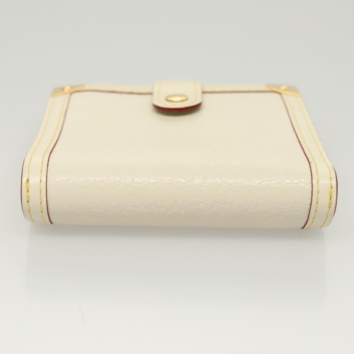 LOUIS VUITTON Suhari Compact Zip Wallet Leather Ivory M91831 LV Auth 126692