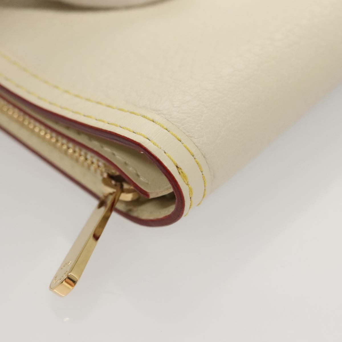 LOUIS VUITTON Suhari Compact Zip Wallet Leather Ivory M91831 LV Auth 126692