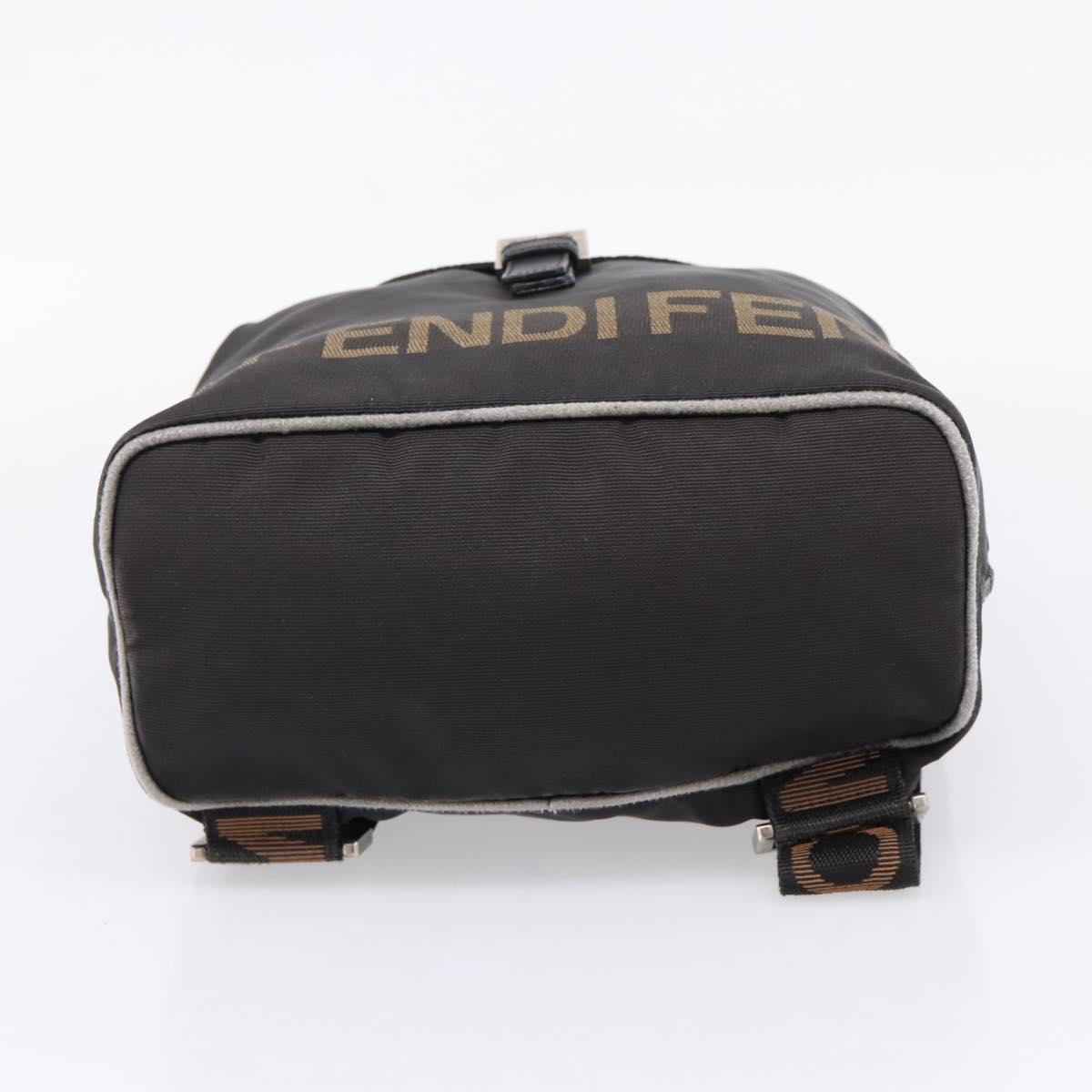 FENDI Backpack Black Silver Auth 126725