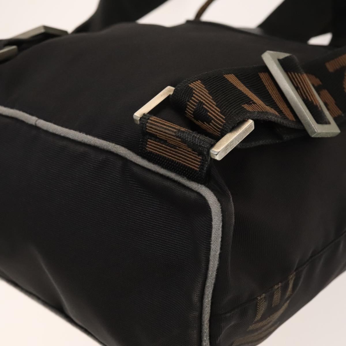 FENDI Backpack Black Silver Auth 126725