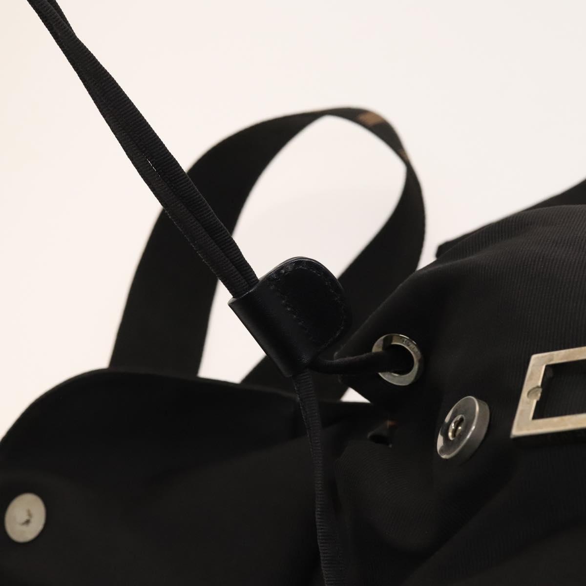 FENDI Backpack Black Silver Auth 126725