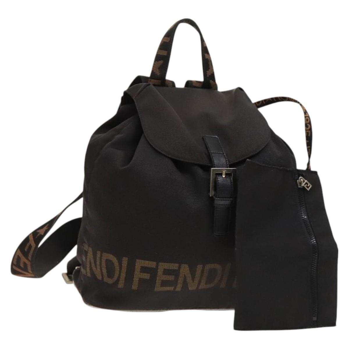 FENDI Backpack Black Silver Auth 126725