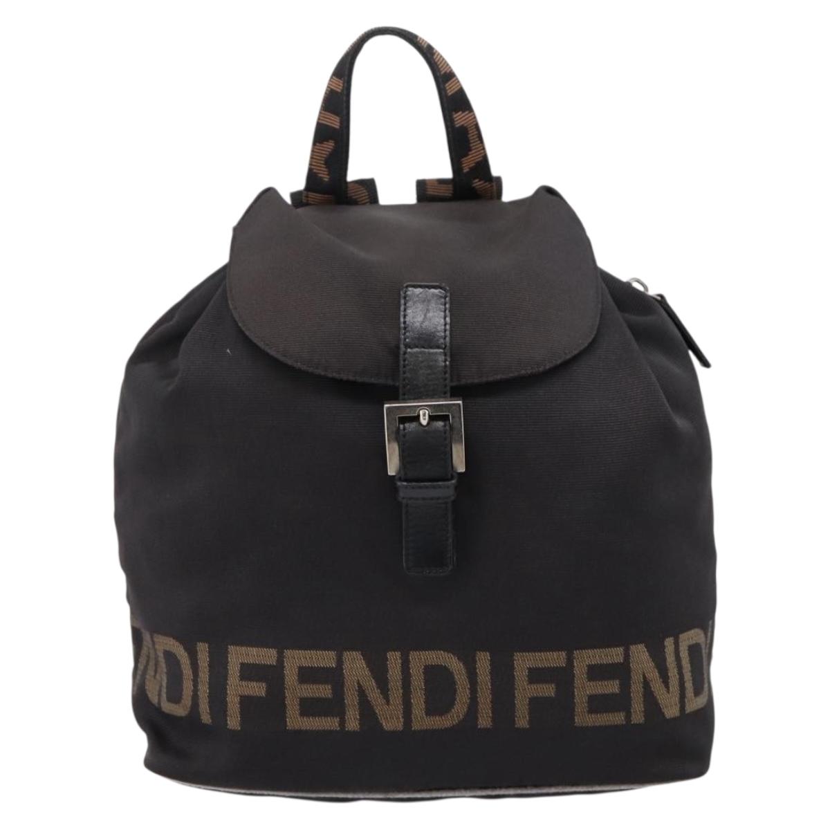 FENDI Backpack Black Silver Auth 126725
