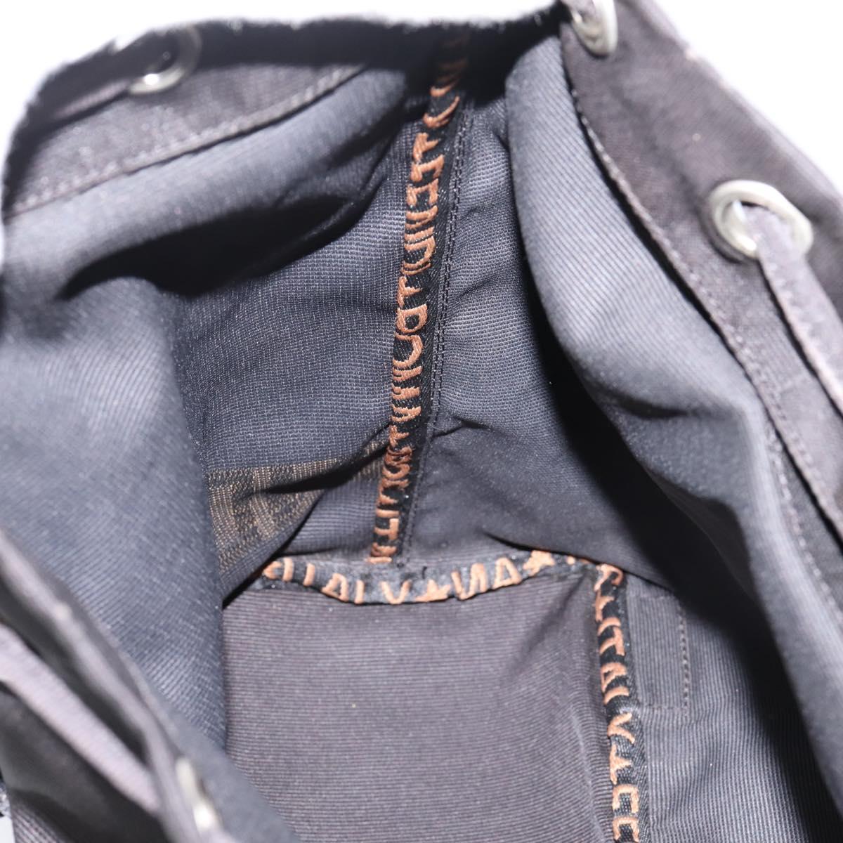 FENDI Backpack Black Silver Auth 126725