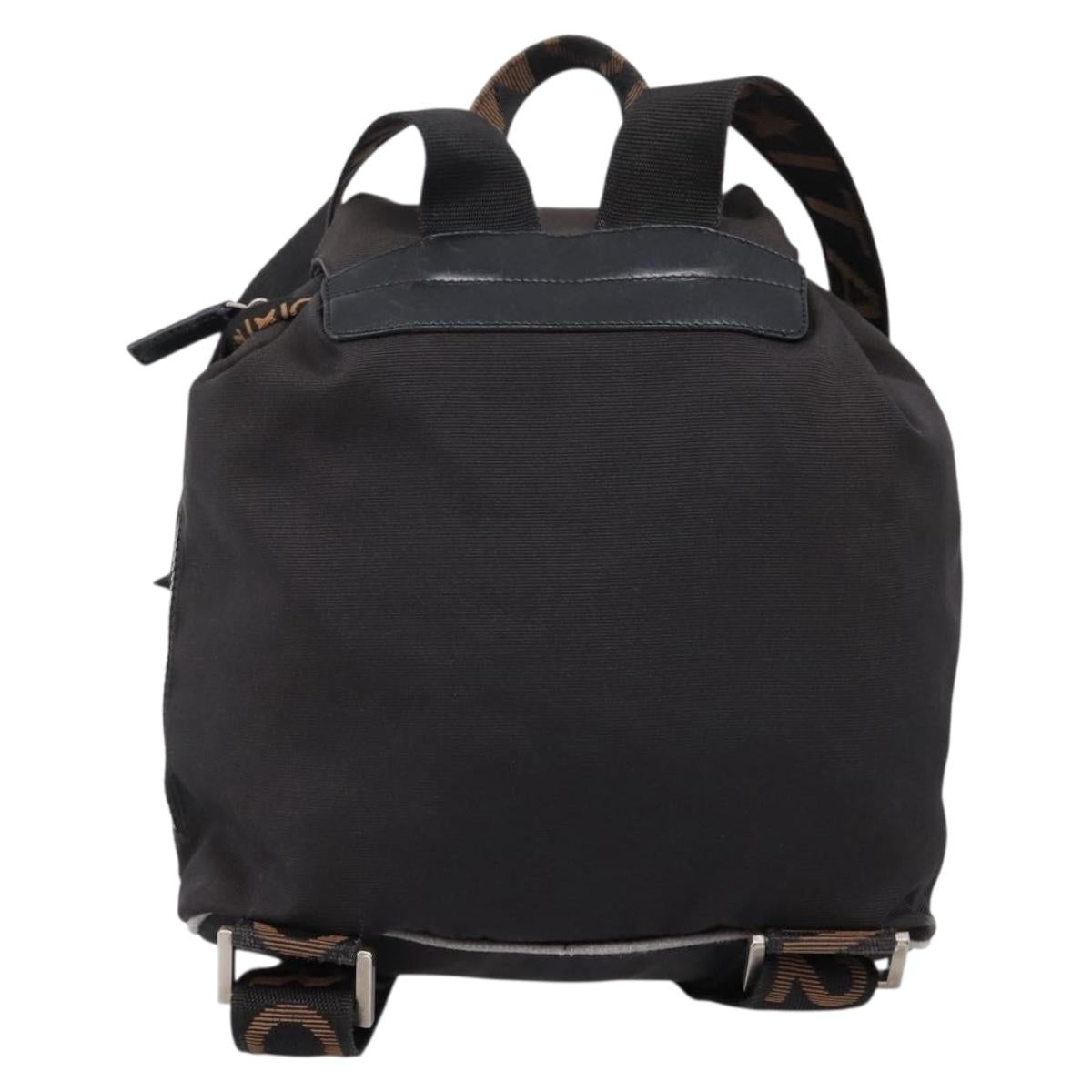 FENDI Backpack Black Silver Auth 126725