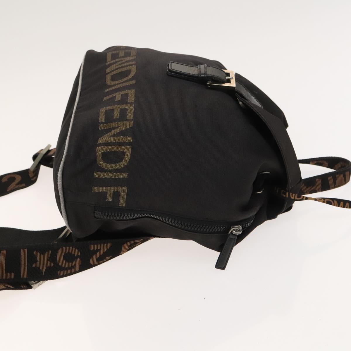 FENDI Backpack Nylon Black Silver Auth 126725
