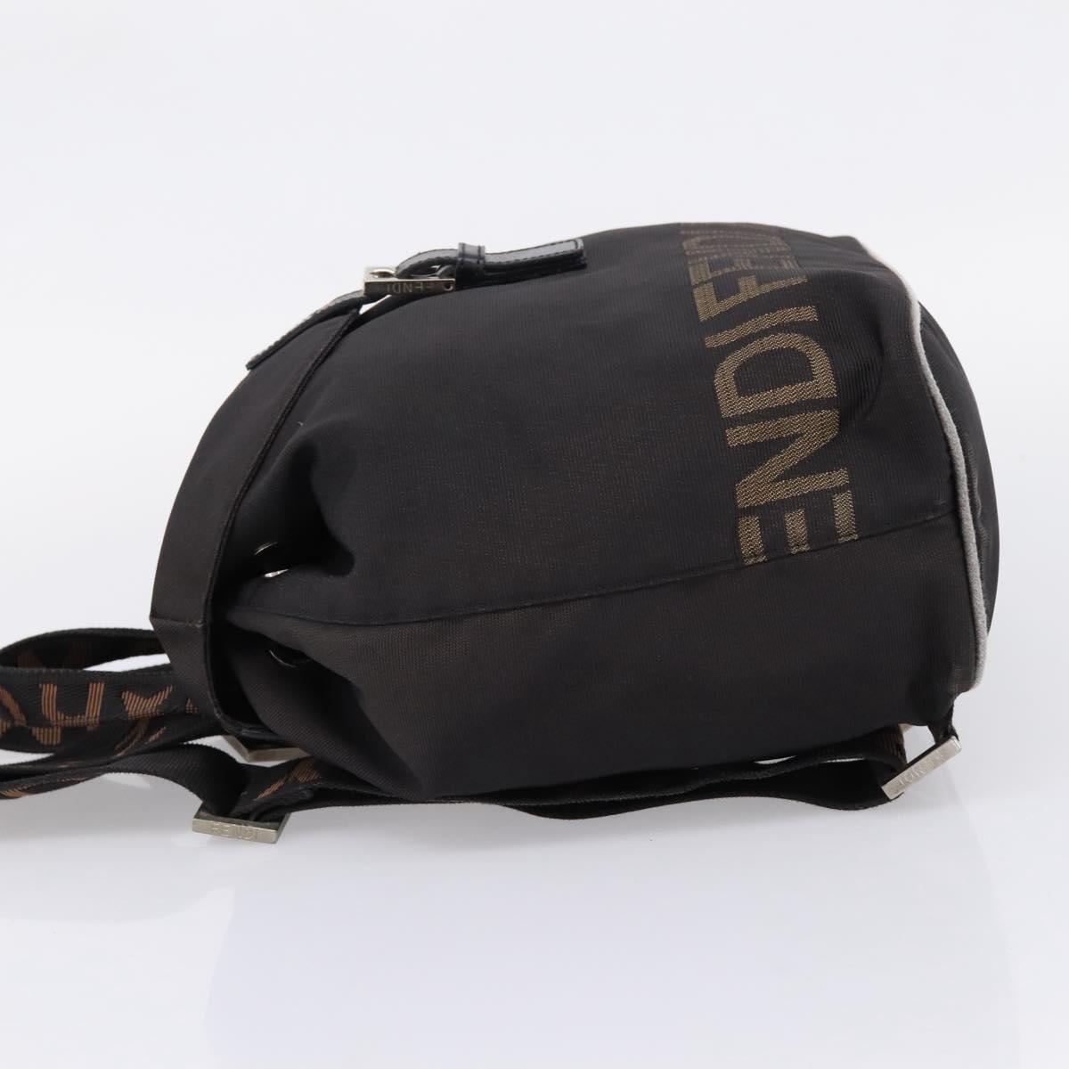 FENDI Backpack Black Silver Auth 126725