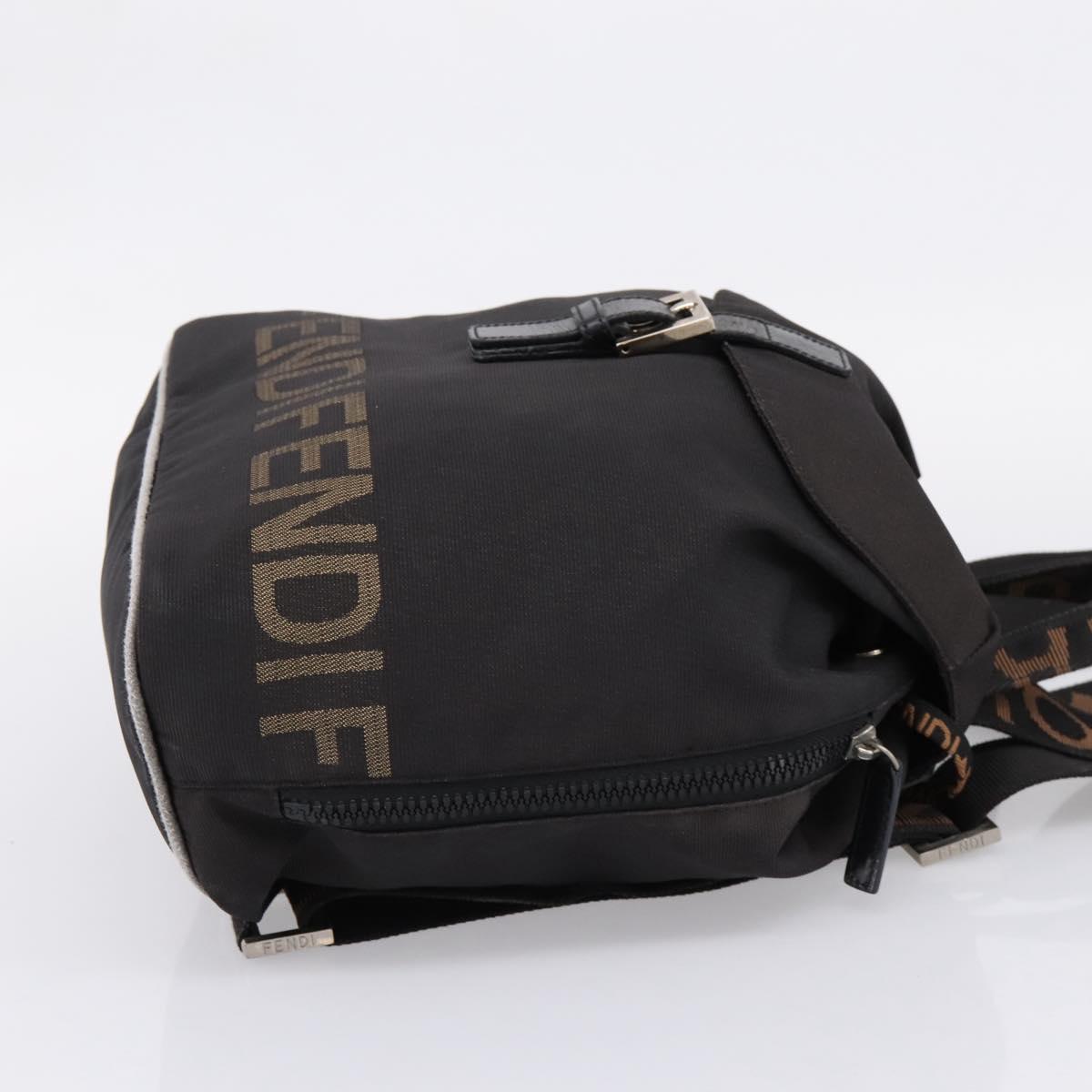 FENDI Backpack Black Silver Auth 126725