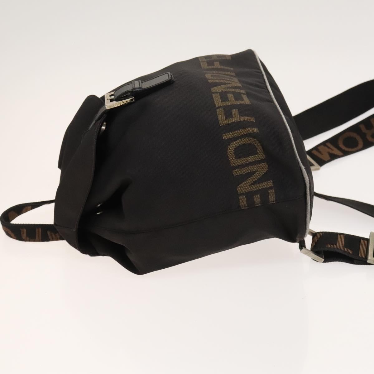 FENDI Backpack Black Silver Auth 126725