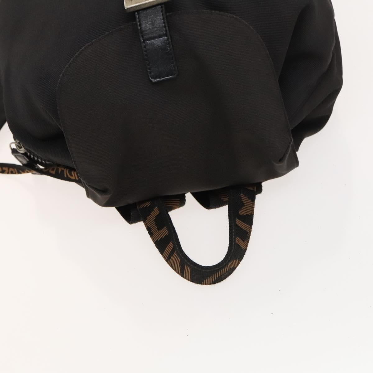 FENDI Backpack Nylon Black Silver Auth 126725
