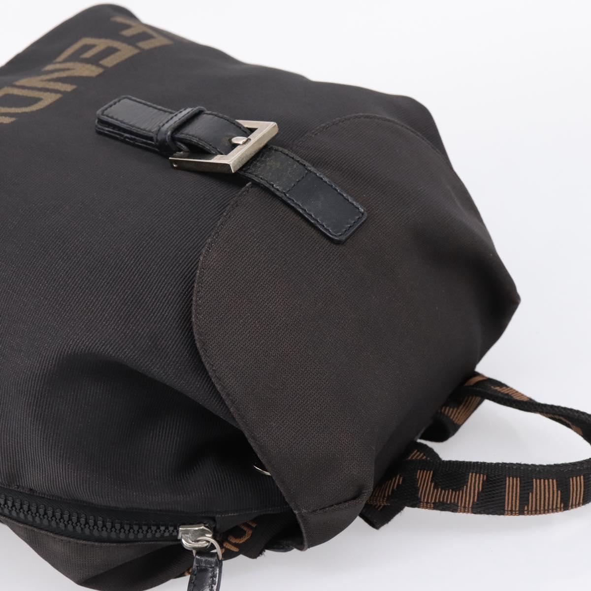 FENDI Backpack Black Silver Auth 126725
