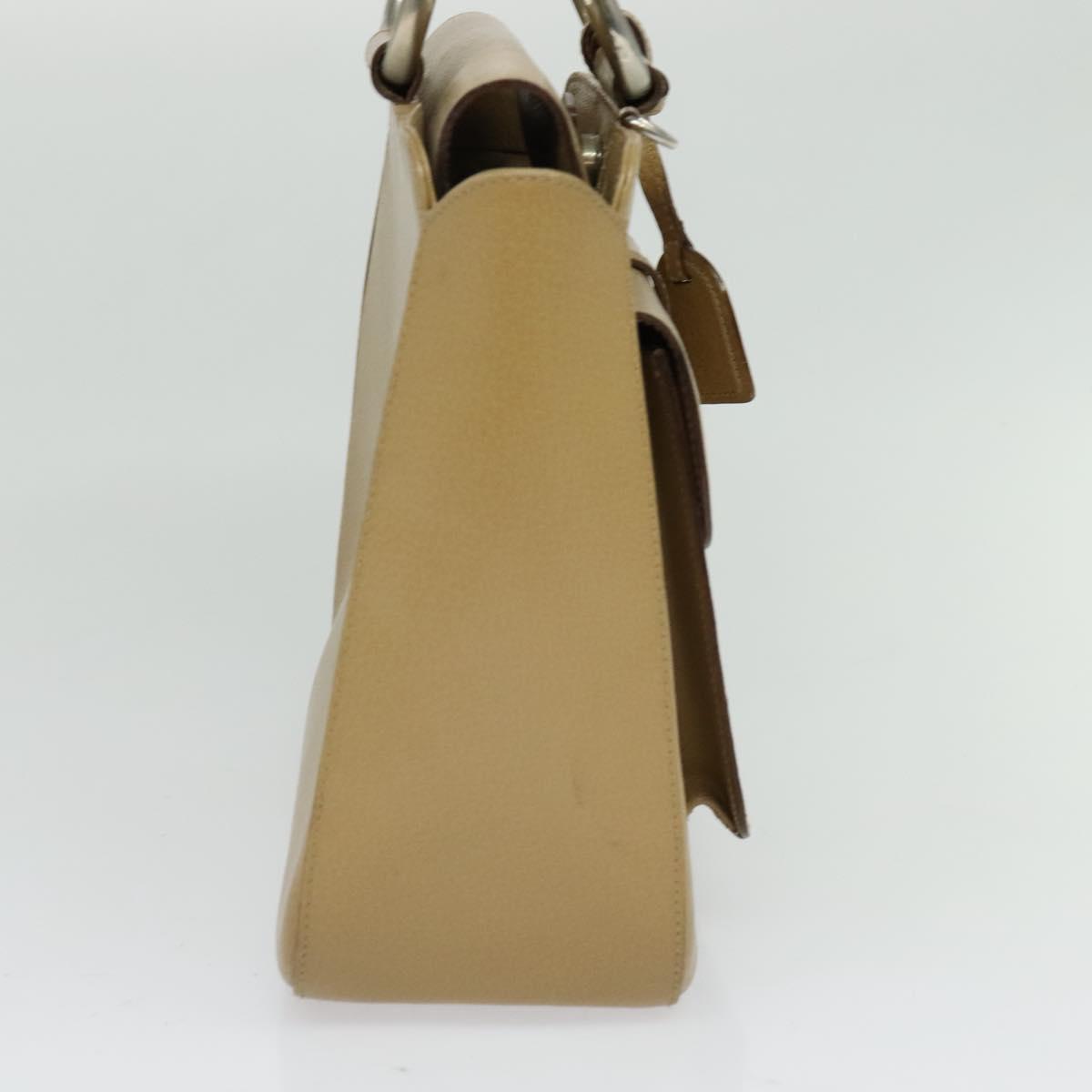 GUCCI Hand Bag Leather Beige Silver 000 2058 0307 5 Auth 126742