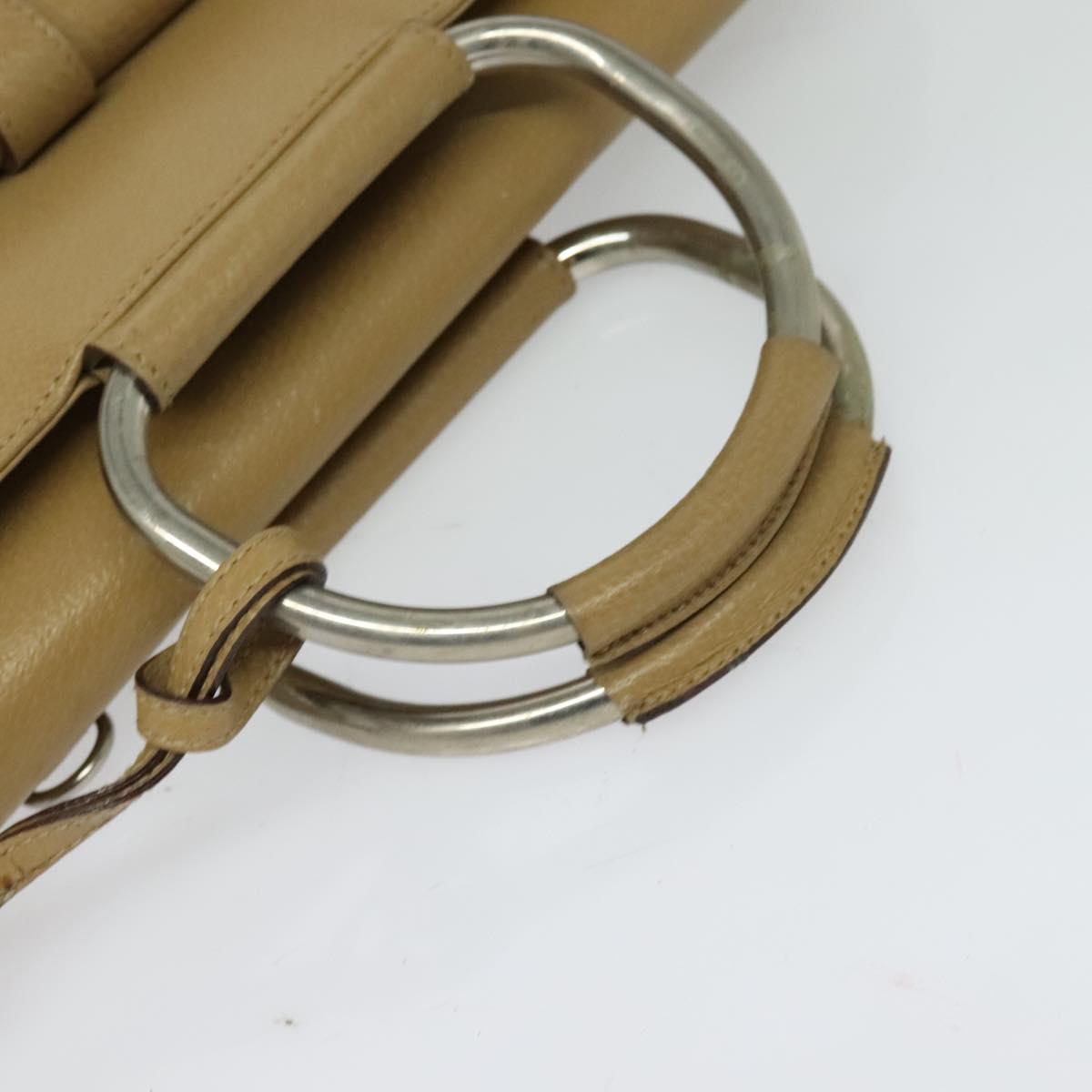 GUCCI Hand Bag Leather Beige Silver 000 2058 0307 5 Auth 126742