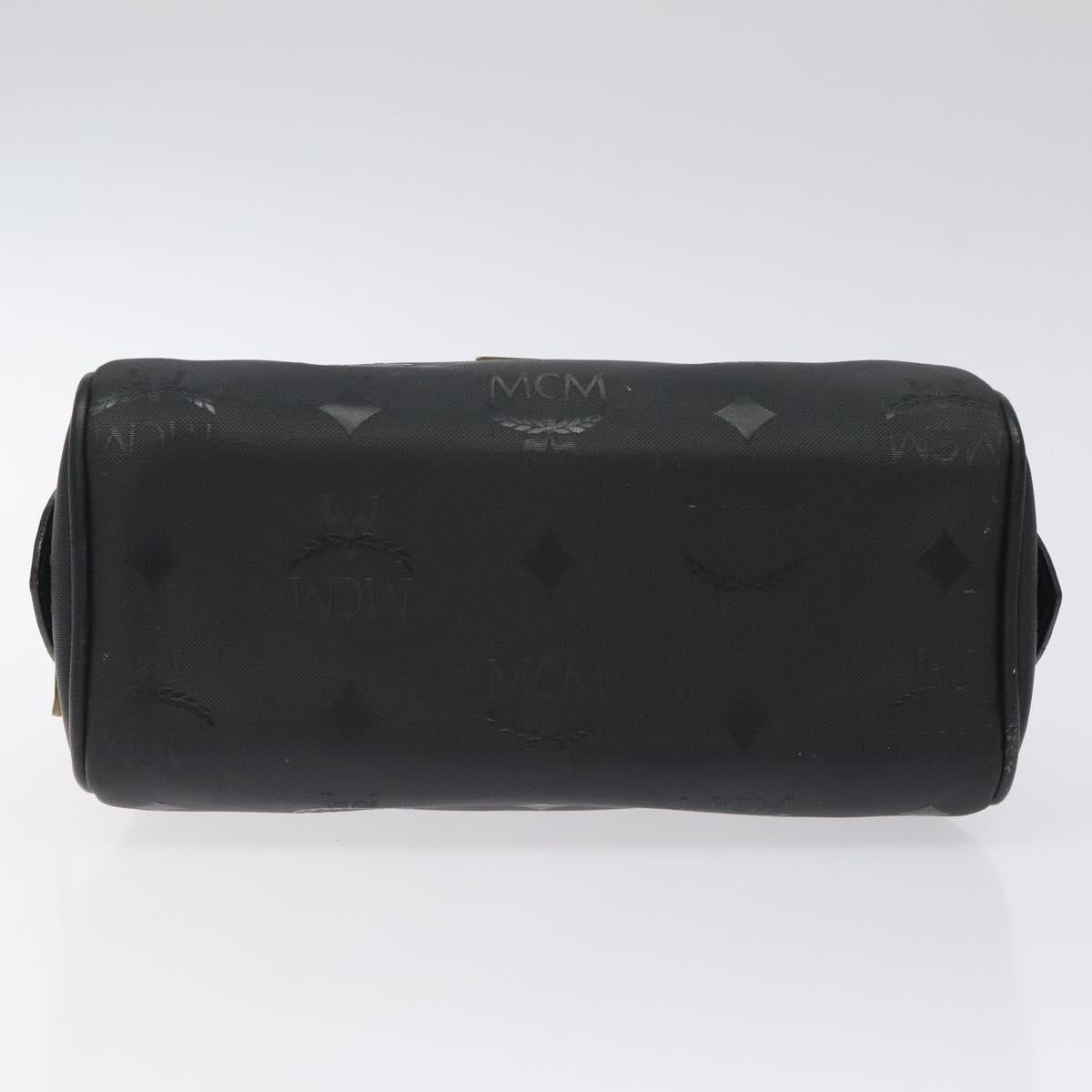 MCM Logogram Vicetos Hand Bag PVC Black Gold Auth 126744