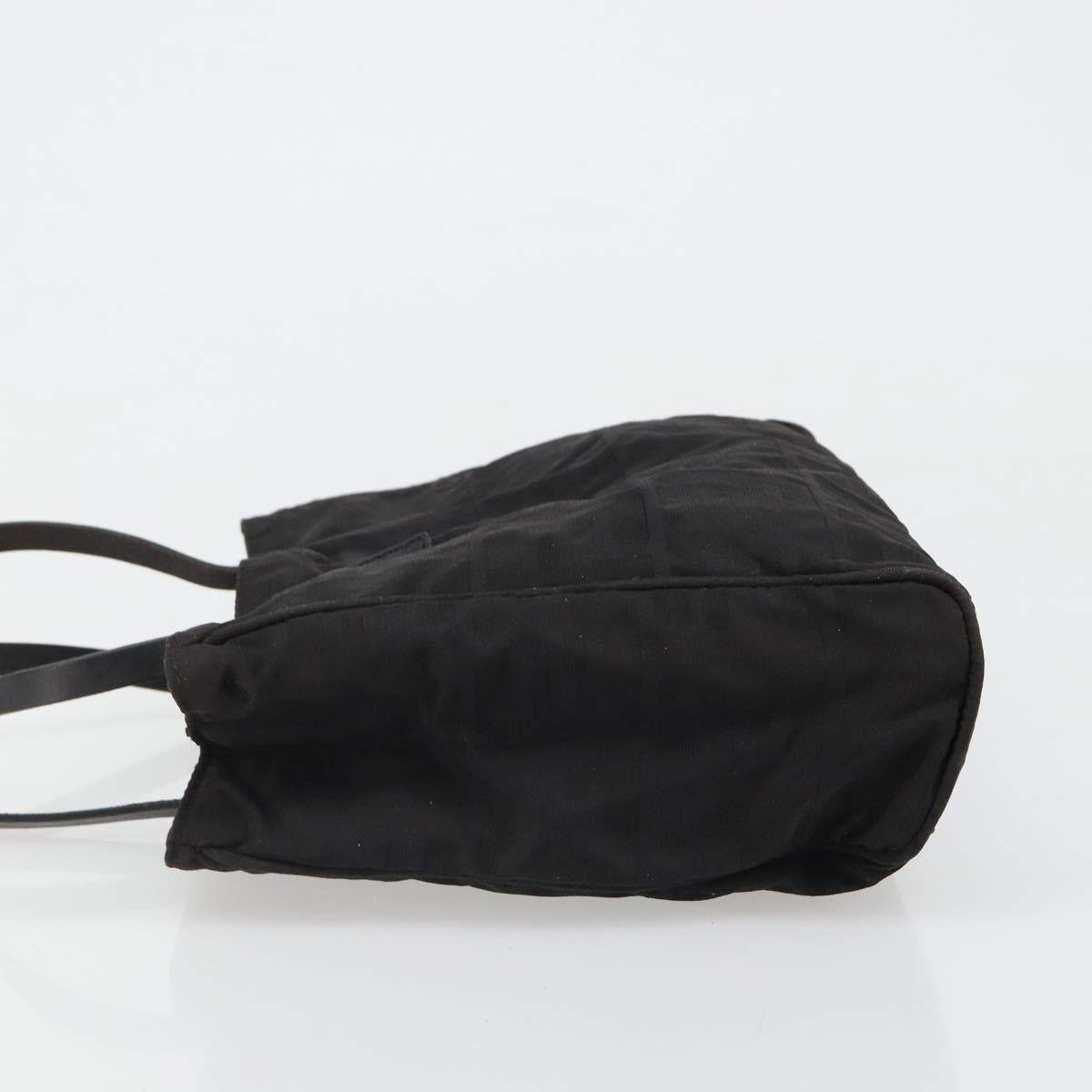 FENDI Zucca Canvas Hand Bag Nylon Black Silver Auth 126764