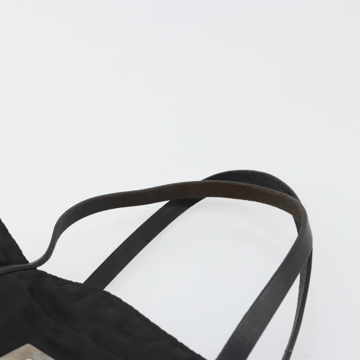 FENDI Zucca Canvas Hand Bag Nylon Black Silver Auth 126764