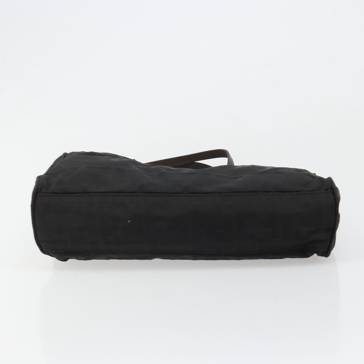 FENDI Zucca Canvas Hand Bag Nylon Black Silver Auth 126764