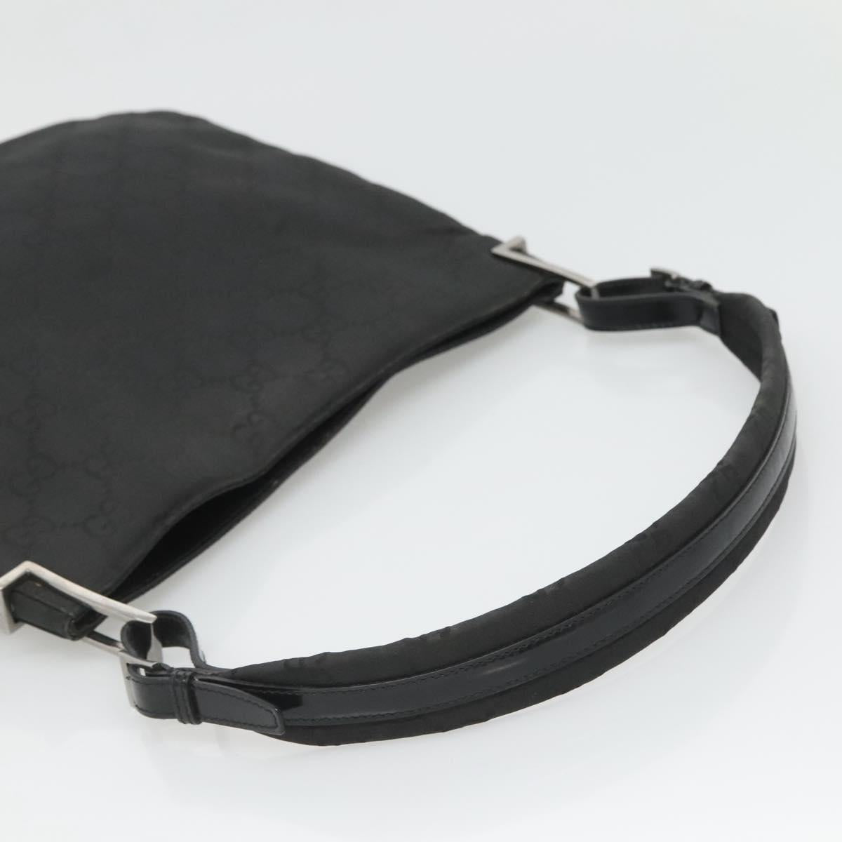 GUCCI GG Canvas Shoulder Bag Nylon Black Silver Auth 126780