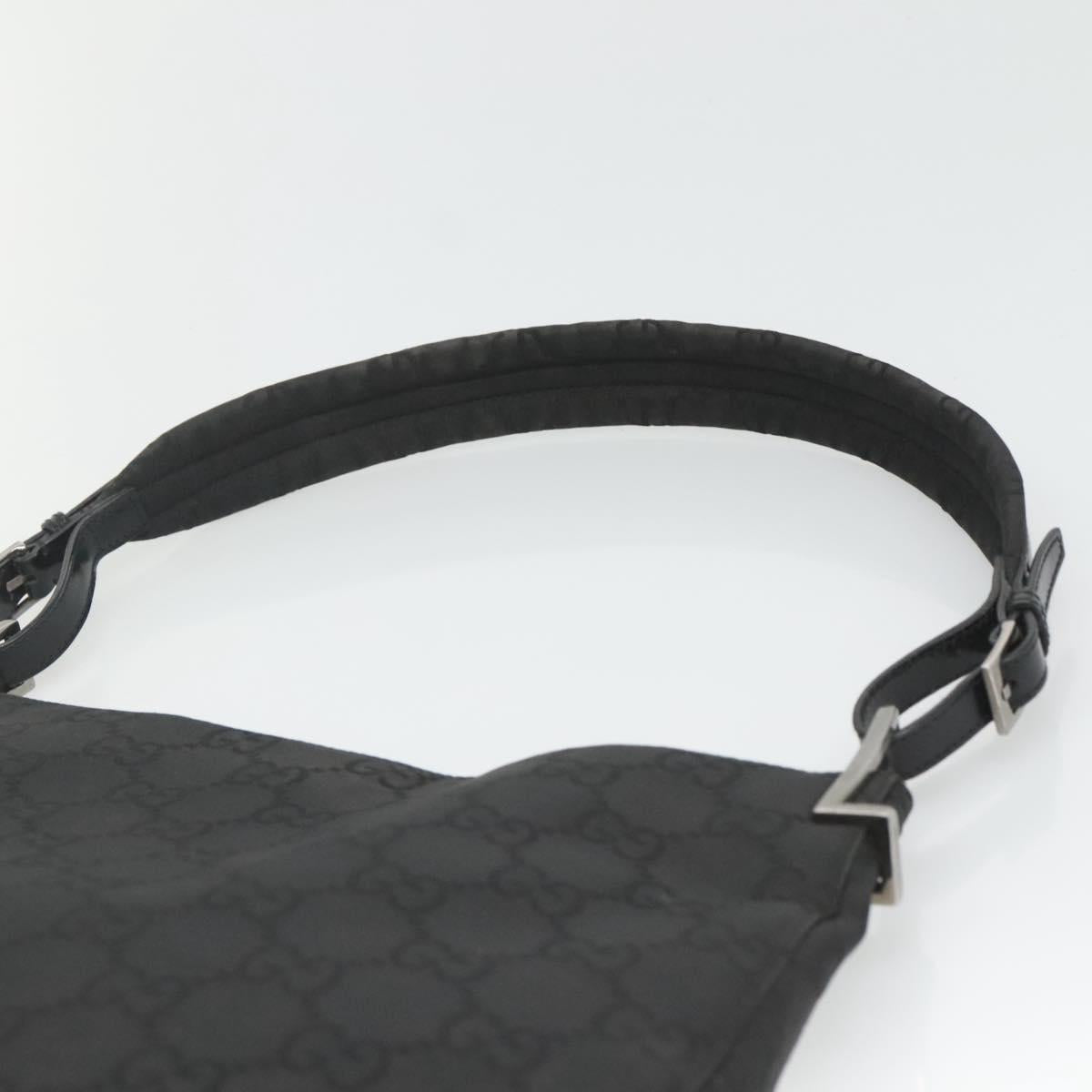GUCCI GG Canvas Shoulder Bag Nylon Black Silver Auth 126780