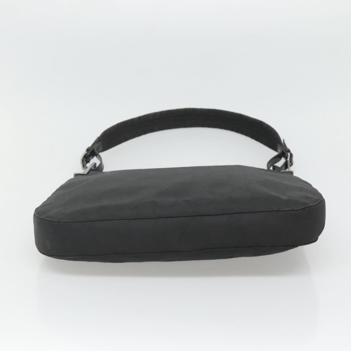 GUCCI GG Canvas Shoulder Bag Nylon Black Silver Auth 126780
