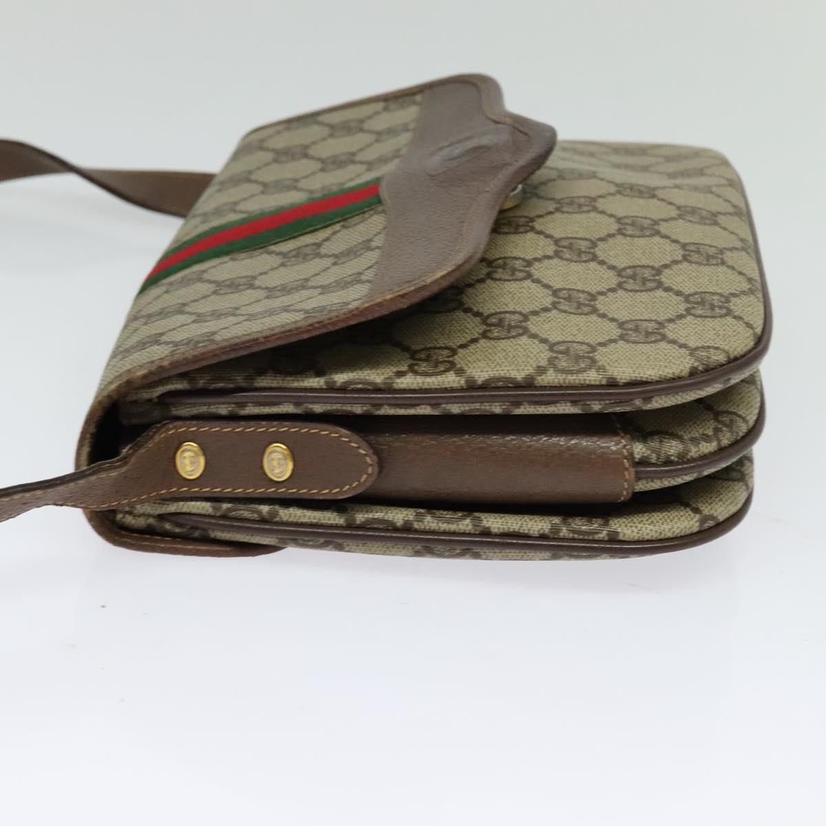 GUCCI GG Supreme Web Sherry Line Bag PVC Beige 001 113 6862 8039 Auth 126794