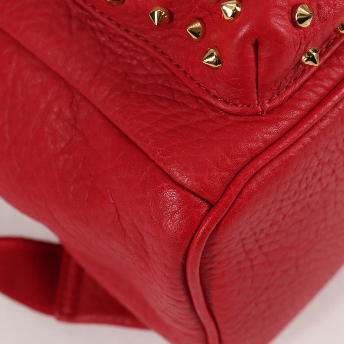 MCM Logogram Vicetos studs Backpack Leather Red Gold Auth 126799V