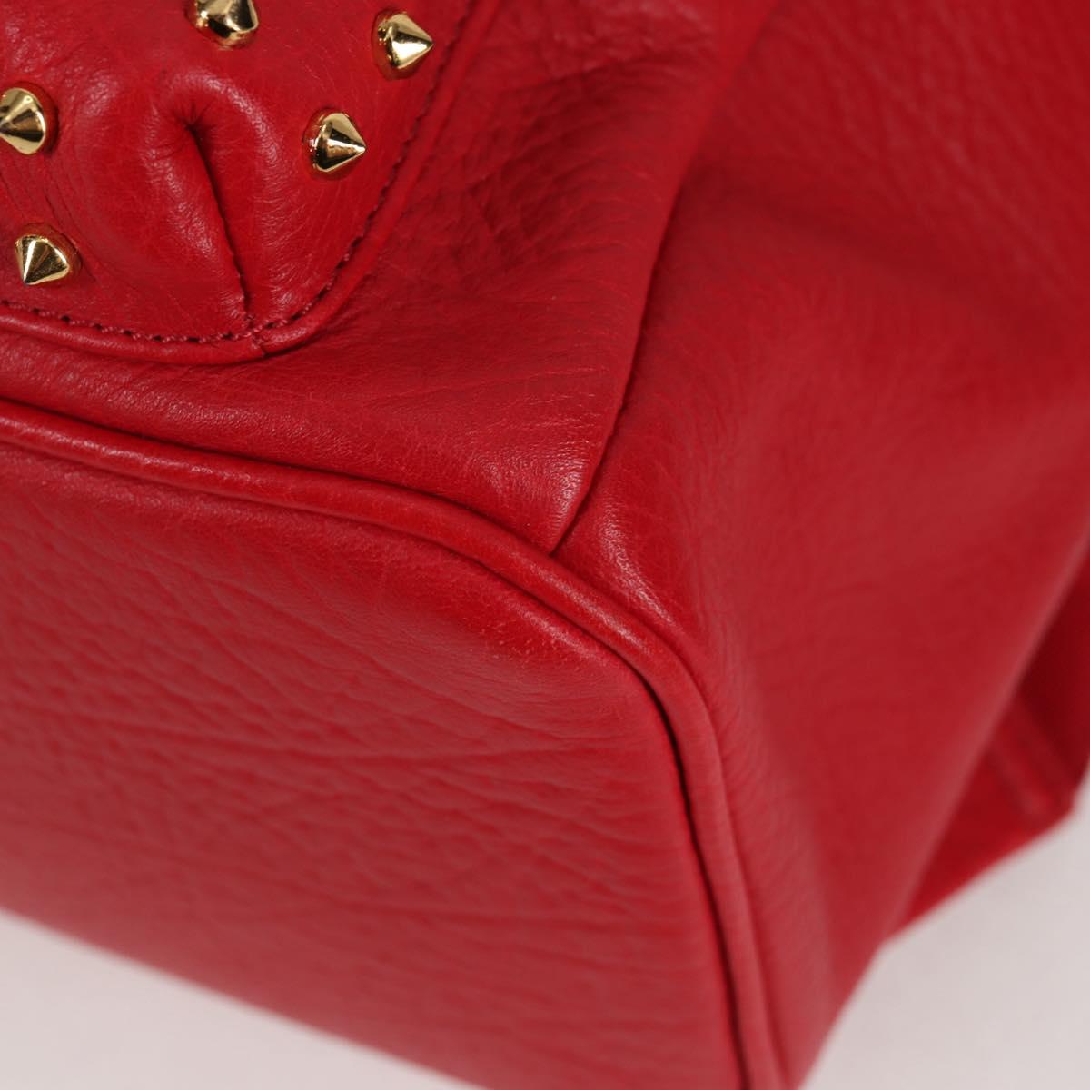 MCM Logogram Vicetos studs Backpack Leather Red Gold Auth 126799V
