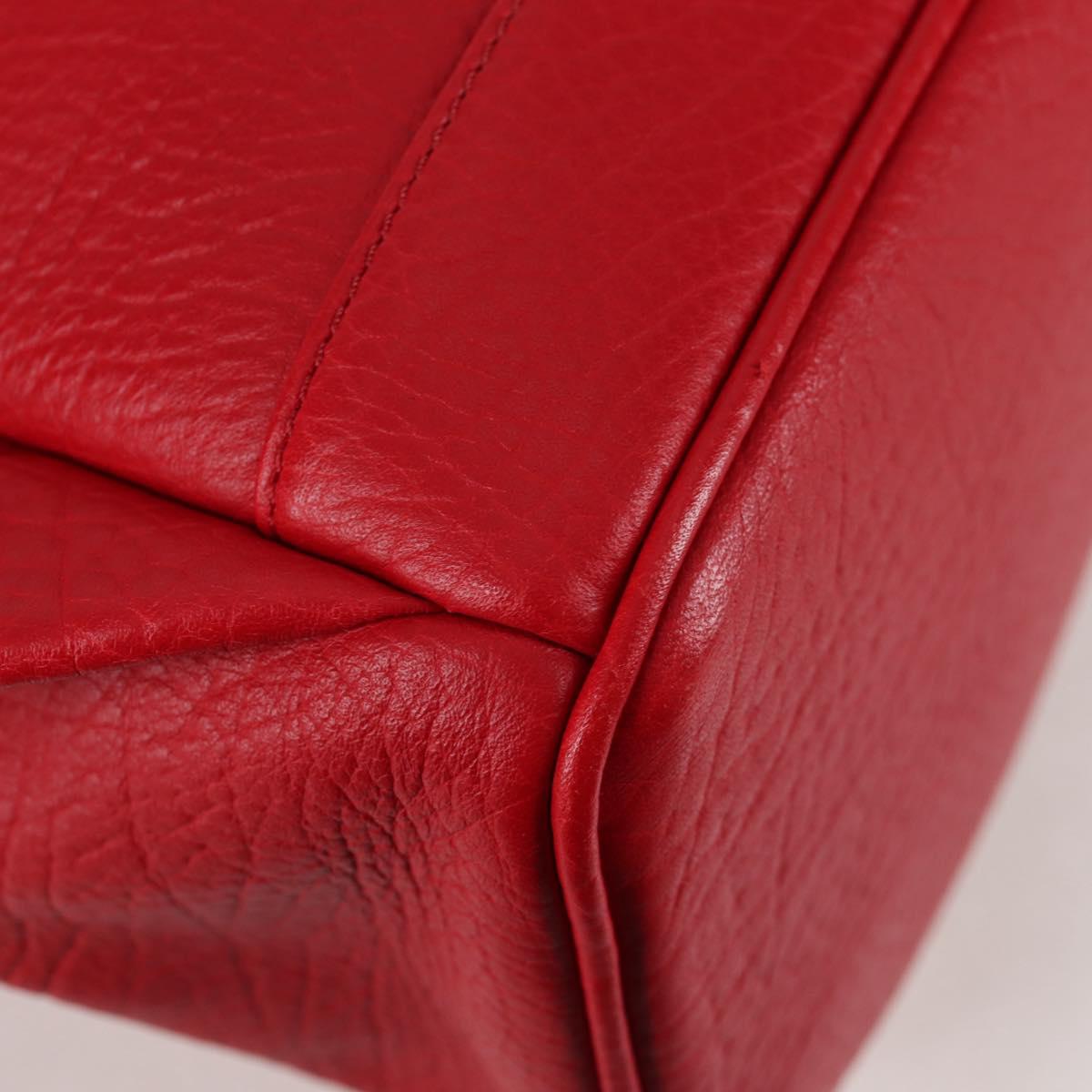MCM Logogram Vicetos studs Backpack Leather Red Gold Auth 126799V