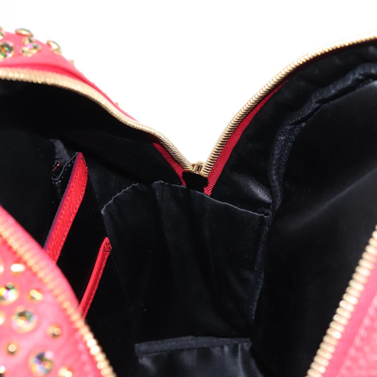 MCM Logogram Vicetos studs Backpack Leather Red Gold Auth 126799V