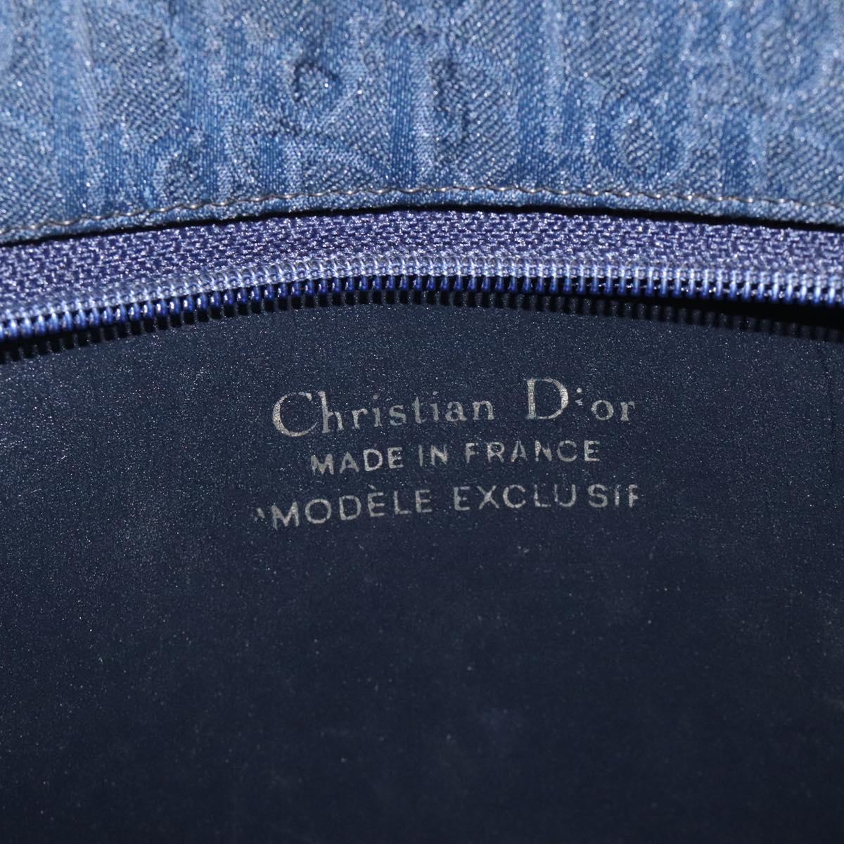 Christian Dior Trotter Canvas Hand Bag Navy Gold Auth 126815