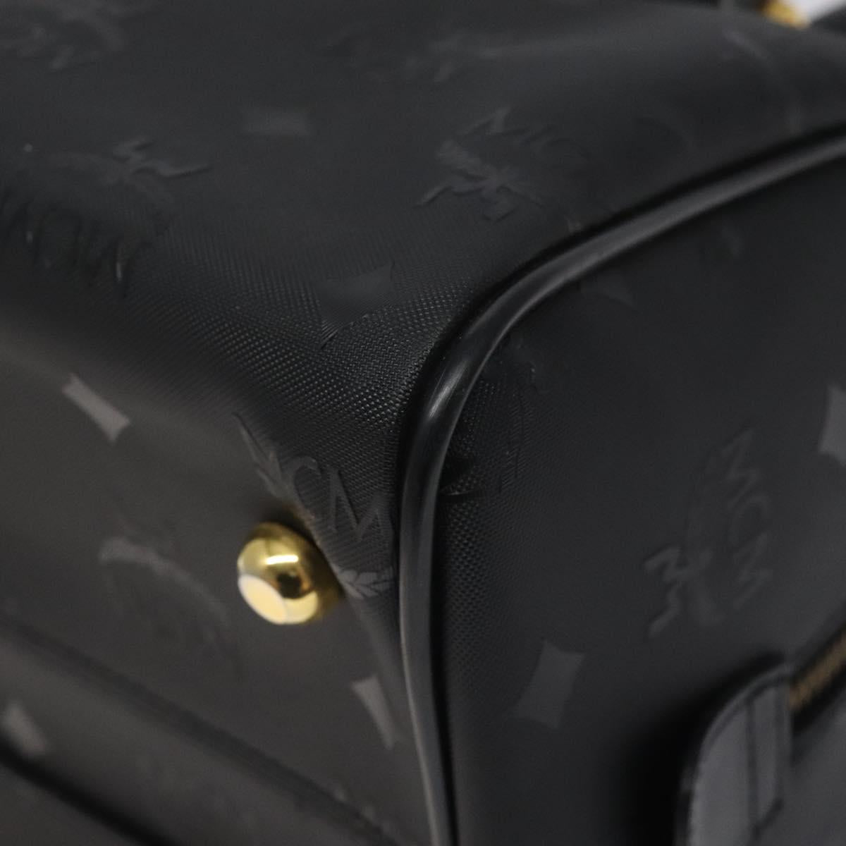 MCM Logogram Vicetos Hand Bag PVC Black Gold Auth 126847