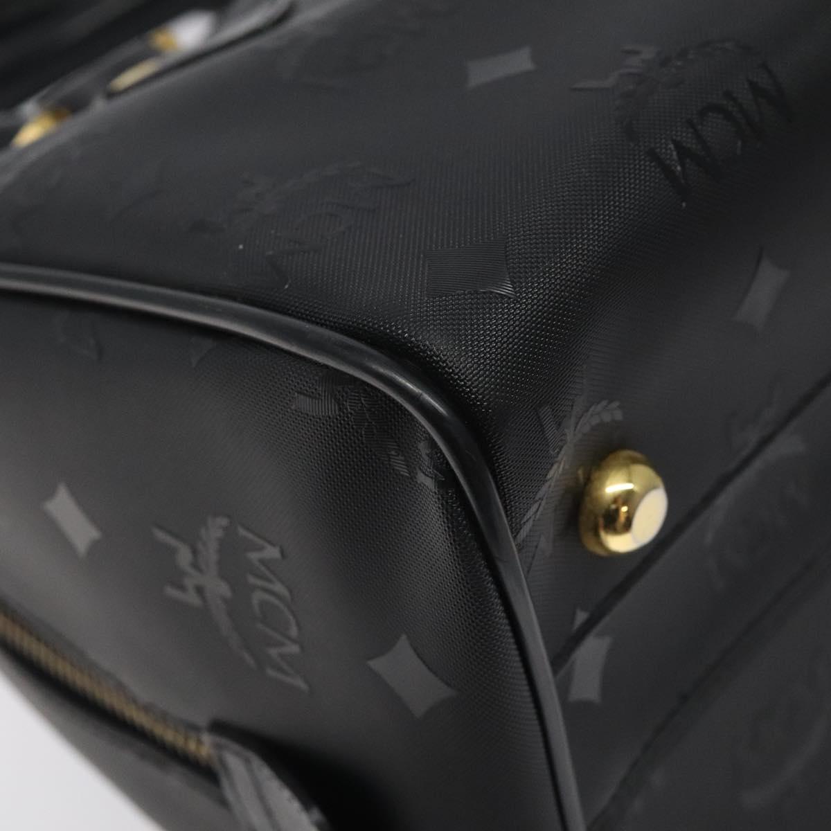MCM Logogram Vicetos Hand Bag PVC Black Gold Auth 126847