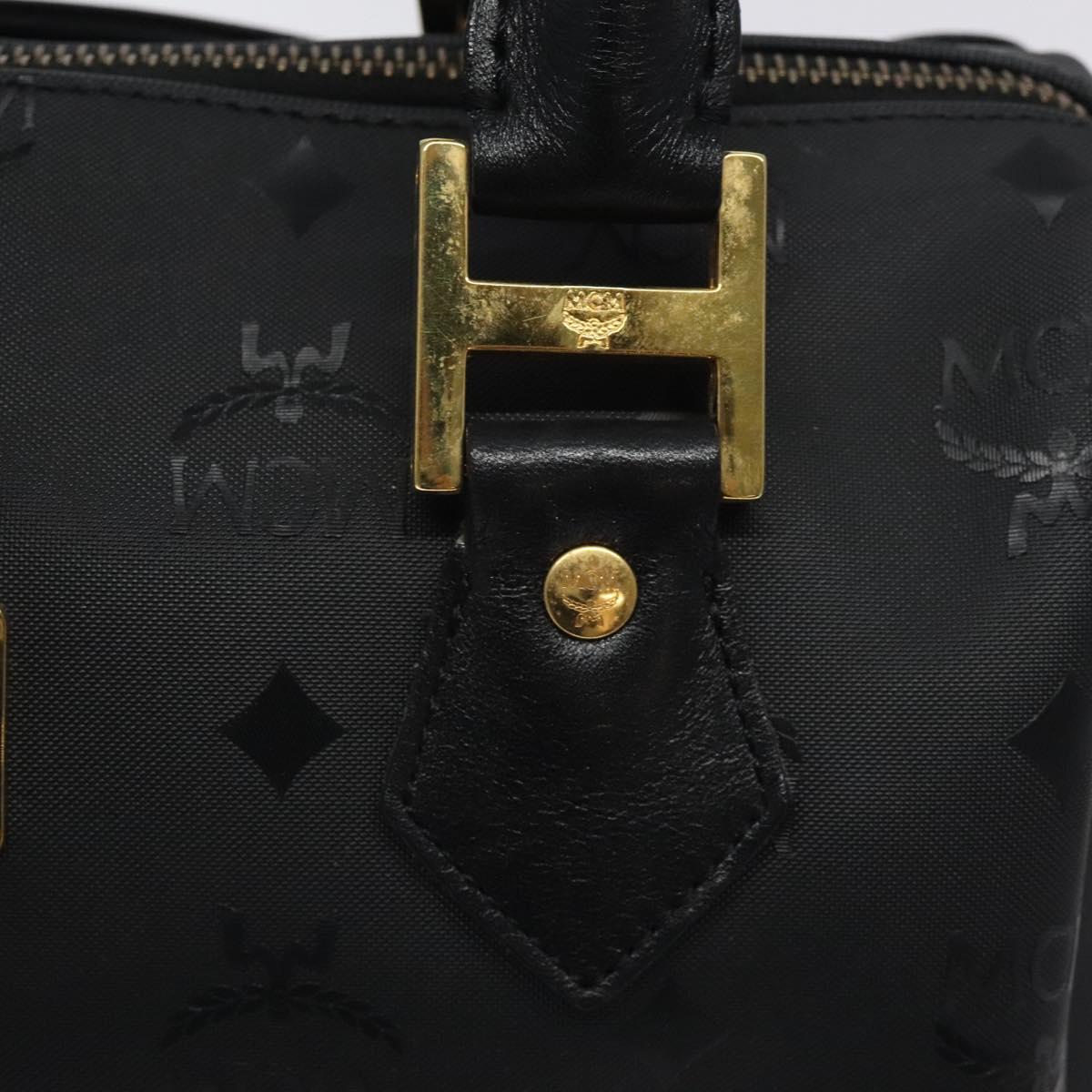 MCM Logogram Vicetos Hand Bag PVC Black Gold Auth 126847
