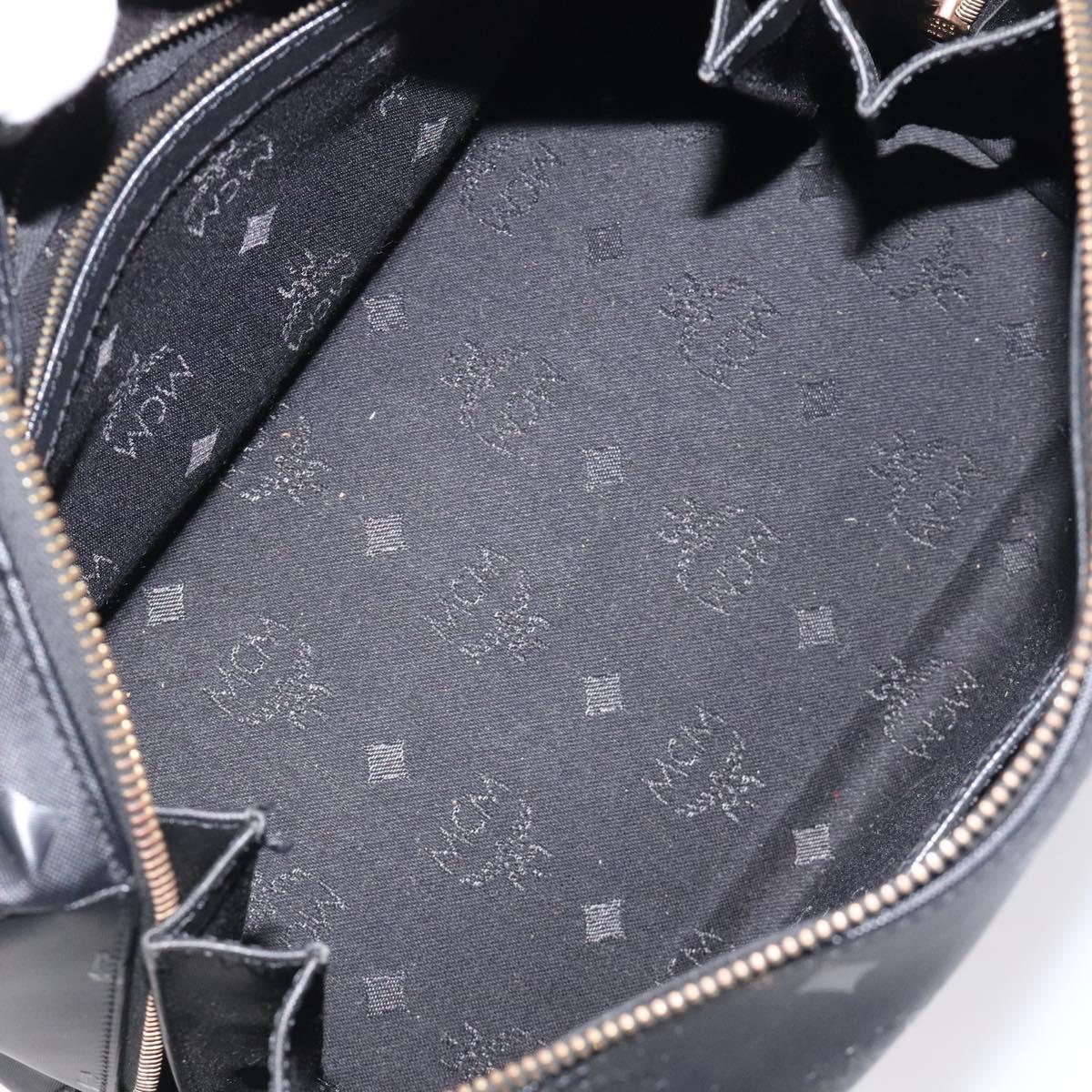 MCM Logogram Vicetos Hand Bag PVC Black Gold Auth 126847