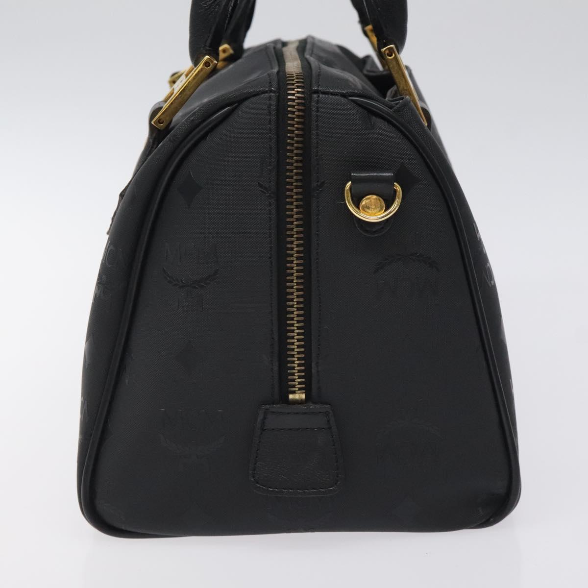 MCM Logogram Vicetos Hand Bag PVC Black Gold Auth 126847