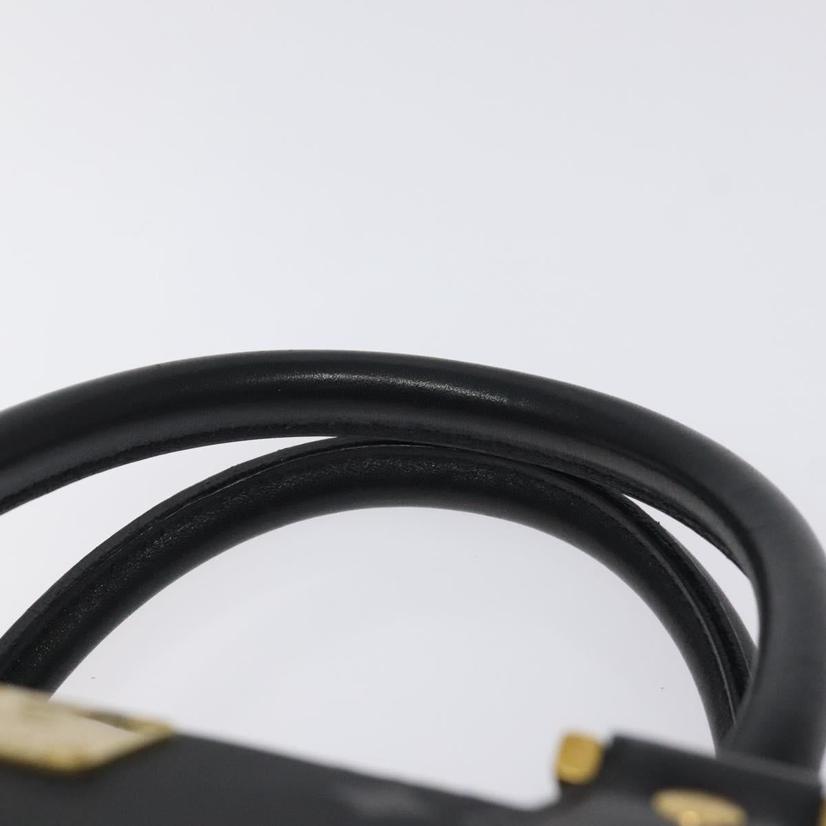 MCM Logogram Vicetos Hand Bag PVC Black Gold Auth 126847