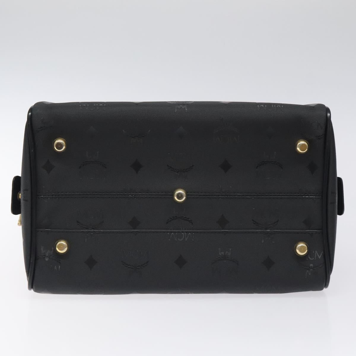 MCM Logogram Vicetos Hand Bag PVC Black Gold Auth 126847