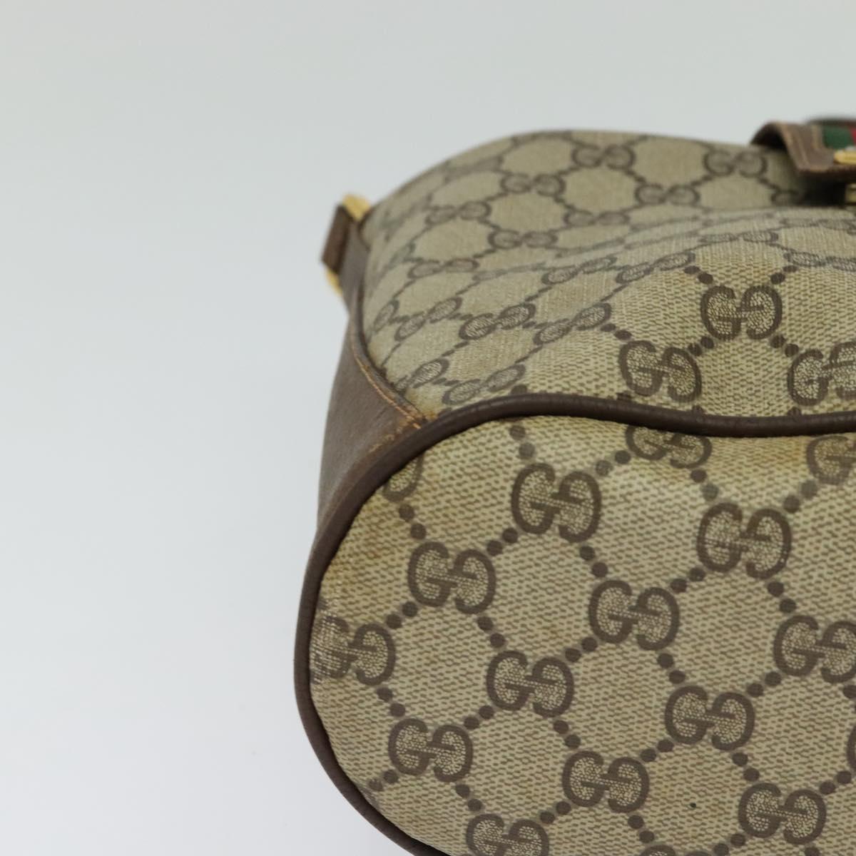 GUCCI Web Sherry Line GG Supreme Shoulder Bag PVC Beige 904 02 081 Auth 126882