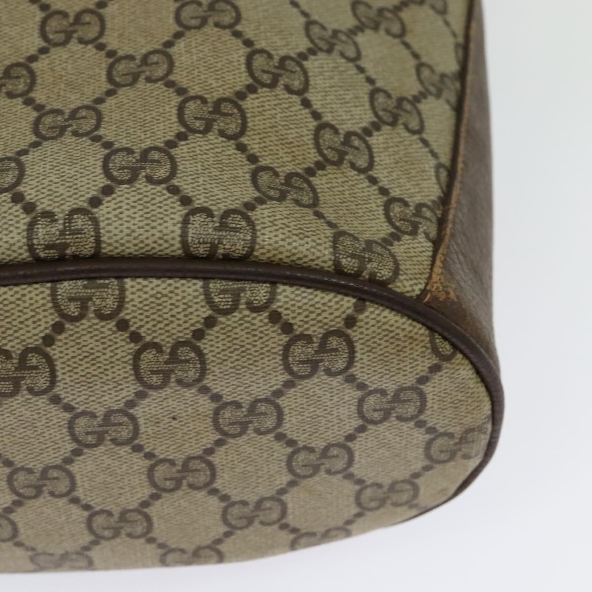 GUCCI Web Sherry Line GG Supreme Shoulder Bag PVC Beige 904 02 081 Auth 126882