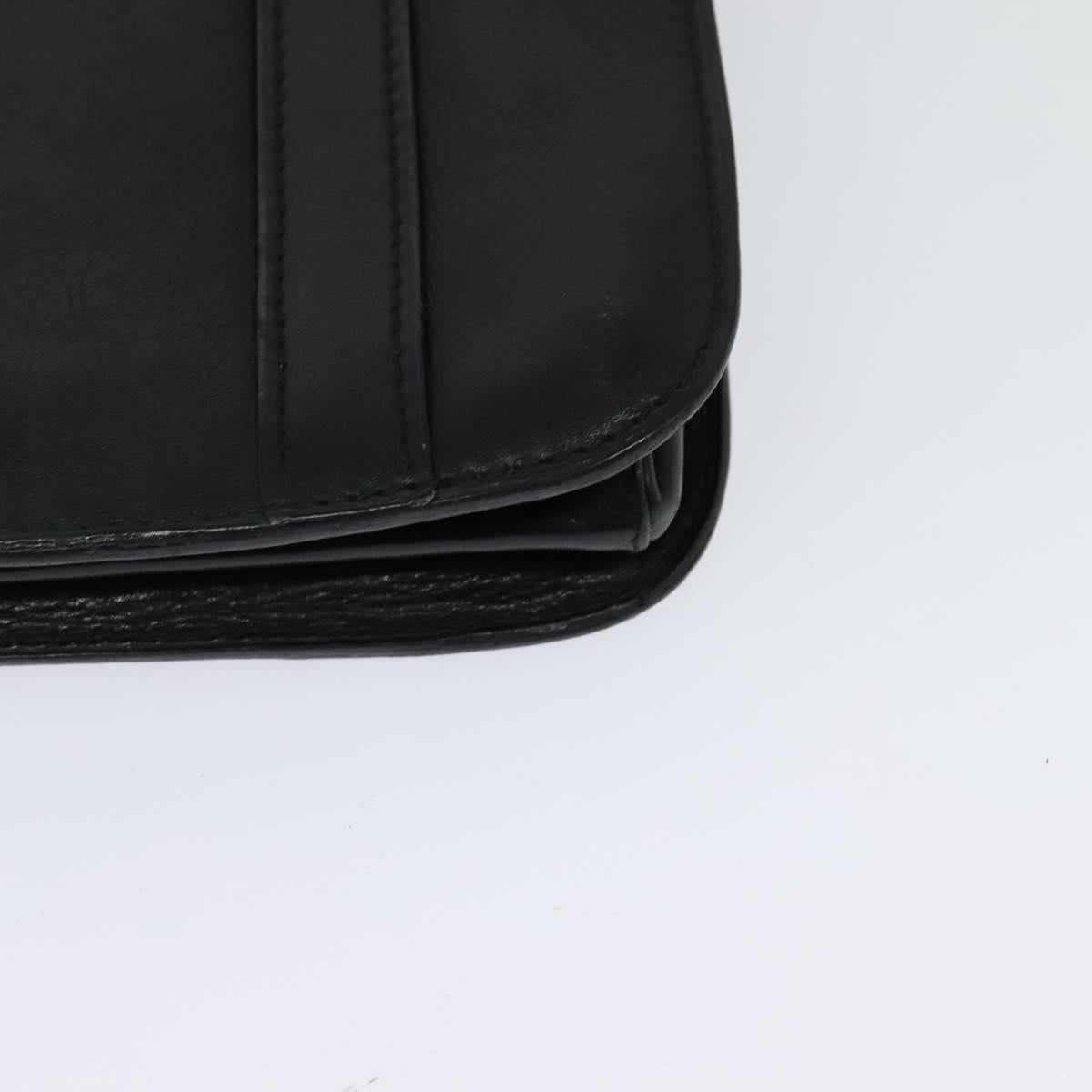 CELINE Shoulder Bag Leather Black Gold Auth 126895