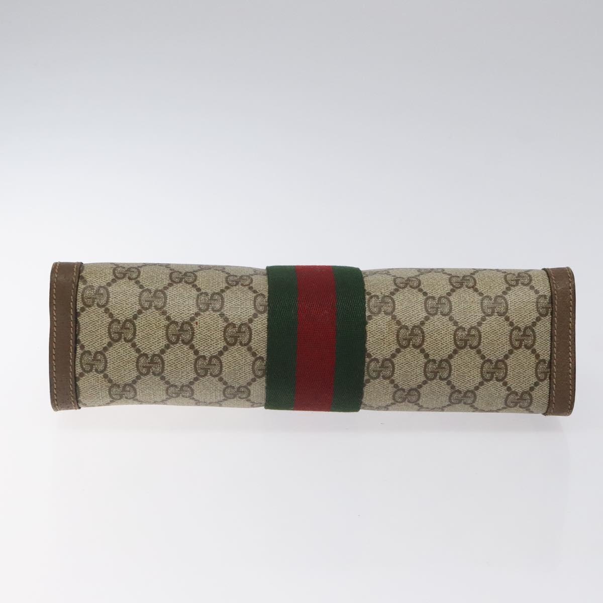 GUCCI GG Supreme Web Sherry Line Clutch Bag PVC Beige Red 89 01 002 Auth 126899