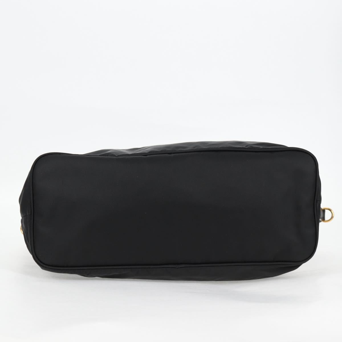 PRADA Tote Bag Nylon 2way Black Gold Auth 126914V