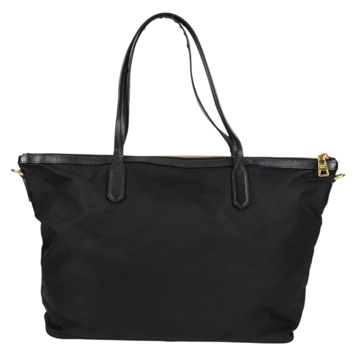 PRADA Tote Bag Nylon 2way Black Gold Auth 126914V
