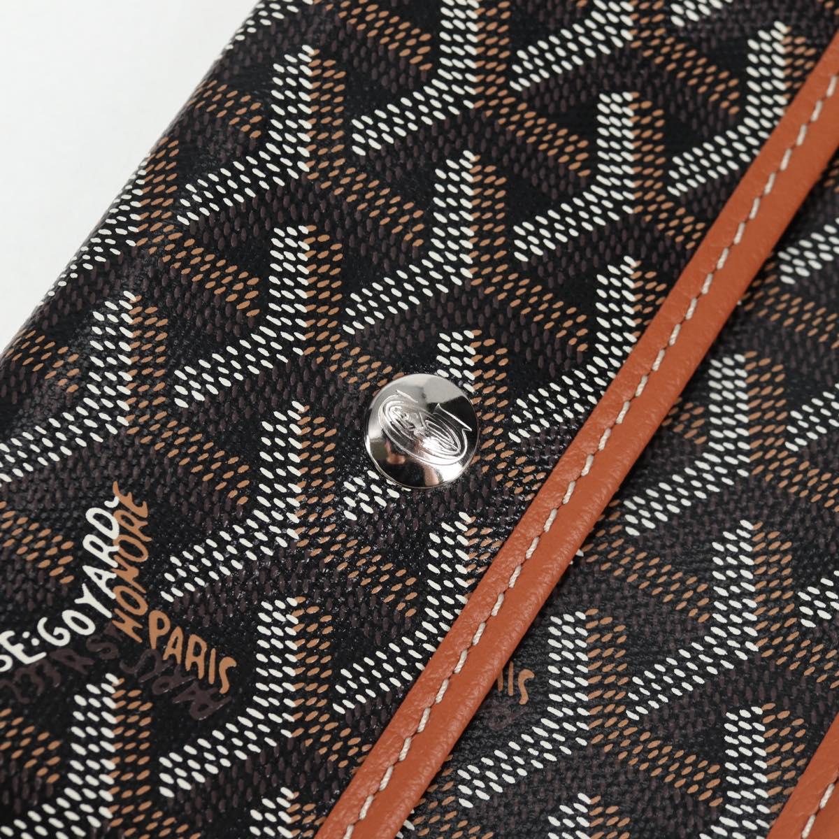 GOYARD Herringbone Saint Louis PM Tote Bag PVC Leather Black Brown Auth 126920SM